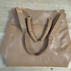 MNG-Mango beige faux leather puffer style purse